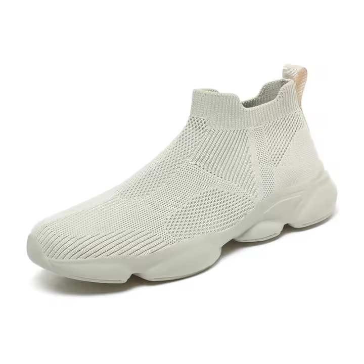 Zapatillas de deporte informales sin cordones para hombre, zapatos transpirables para caminar, ligeros, color Beige, talla grande - 1