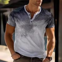 Camisas Vintage con estampado 3D degradado para hombre, ropa de calle de moda, camiseta de manga corta con botones de gran tamaño, Tops - details 1