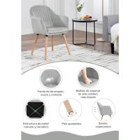 Silla de Comedor Estilo Vintage Juego de 1, Silla Cocina, Silla Nordica con Respaldo y Reposabrazos, Tela Pana, Estructura de Madera, Sillas para Tocador, Escritorio, Crema, EZS26cm-1 - details 13