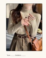 2025 suéteres de cuello alto fruncidos para mujer Otoño Invierno Jersey cálido Tops ajustados suéter de punto Jersey suave para mujer - details 18