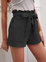Pantalones Cortos de Verano para Mujer Algodón Transpirable, Cintura Elástica con Bolsillo, Color Sólido, Estilo Casual - details 31