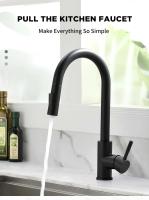 Grifo de cocina extraíble para fregadero de superficie negra G1/2, grifo de un solo orificio - details 1