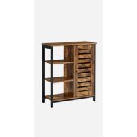 Armario de Cocina, Armario de Almacenamiento, con 2 Puertas Correderas, 33 x 100 x 80 cm, Estantes Ajustables, para Salón, Greige Melange y Negro Tinta LSC092B02 - details 8