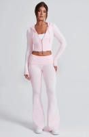 Conjunto de dos piezas de moda para mujer, Top con capucha, pantalones informales, ajustados, primavera - details 11