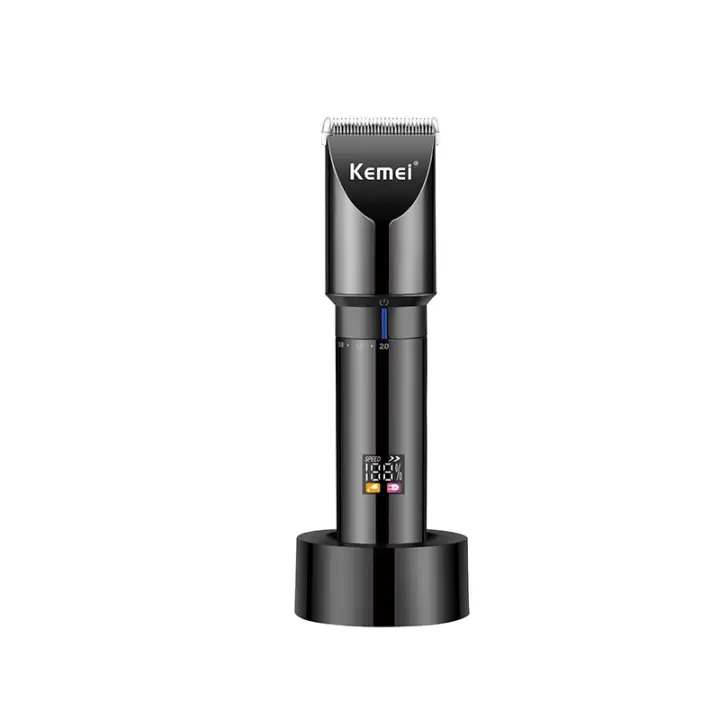 Kemei-cortadora de pelo eléctrica para hombre, máquina de corte de pelo profesional, recargable, inalámbrica, con Base de carga - 1