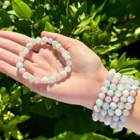 Pulsera de meditación Aguamarina Arco Iris Piedra lunar Kunzita Pulsera de meditación de conexión a tierra Regalos para hombres y mujeres - details 2