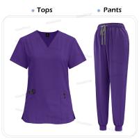 Exfoliante médico, bata quirúrgica de enfermería, exfoliante elástico de alta calidad, uniforme de color sólido para atención médica, ropa de trabajo al por mayor, unisex - details 19