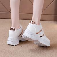 Zapatillas deportivas vulcanizadas con plataforma para mujer, zapatos informales de cuero con retales, para correr al aire libre - details 5