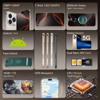 I16 Pro Max 5G Smartphone 7,3 pulgadas pantalla HD 72MP + 108MP Cámara Snapdragon 8 Gen 3 8000mAh Dual SIM desbloqueo teléfono versión Global 8+256GB. - details 3