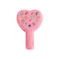 Espejo de mano de amor portátil coreano, espejo de mano compacto bonito, mango de felpa, herramienta de maquillaje en forma de corazón para mujer - details 2