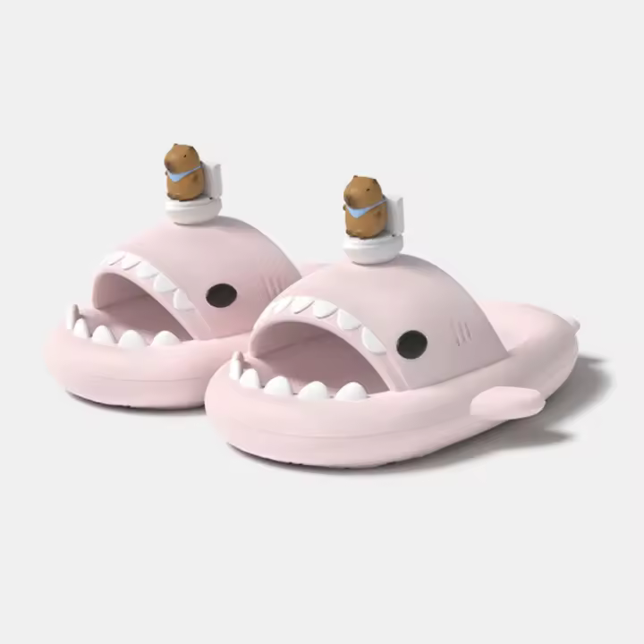 Lindo tiburón de dibujos animados pareja zapatillas mujer verano desgaste fondo grueso antideslizante interior hogar fresco zapatillas hombres - 1