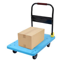 Camión de mano plegable con plataforma azul, carrito de mano de empuje, resistente, ahorro de espacio, con capacidad de carga de 400 kg y 4 ruedas - details 5