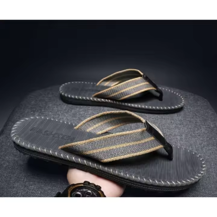 Chanclas Ligeras de Goma para Hombres Zapatillas Tejidas a la Moda Sandalias Informales para Exteriores Zapatos de Playa Antideslizantes Transpirables Novedad de Verano - 1