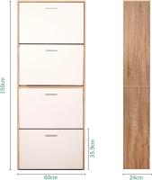 Mueble zapatero de 12 pares - Estantería de gran capacidad para vestíbulo o pasillo - (ancho) 60 x (profundidad) 24 x (alto) 80 cm - Madera clara blanca - details 69