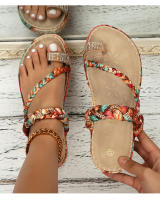 Sandalias de cuña bohemias con cuentas de madera y diamantes de imitación, cómodas y de talla grande para mujer, nueva moda 2025 - details 9