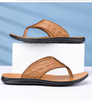 Chanclas de hombre de verano de cuero con patrón de cocodrilo de moda transpirable pellizco sandalias casual tendencia zapatos de playa Q1576 - details 12