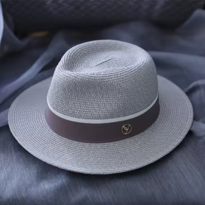 Sombrero de paja de forma suave de Panamá Natural para mujer/hombre, gorra de sol de playa de ala ancha, protección UV, regalo de cumpleaños Fedora, novedad de diseñador - 1