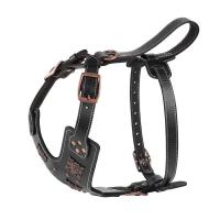 Arnés cuero genuino, arneses duraderos grandes, chaleco entrenamiento mascotas rehados con accesorios de Metal para perros - details 4