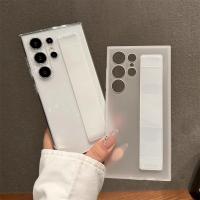 Funda de lujo ultrafina de silicona elástica mate con correa para la muñeca a prueba de golpes para Samsung S25 Edge S24 S23 Ultra Plus PC cubierta transparente dura - details 3