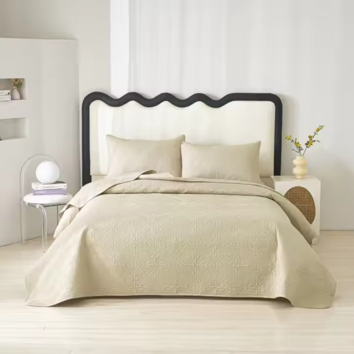 Colcha Liso Premium 6 Colores Neutros Gris, Blanco, Beige, Verde, Azul y Rosa - 1