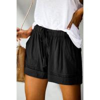 Shorts casuales para mujer verano 2025 cintura alta pantalones anchos de sarga estilo europeo y americano - details 3
