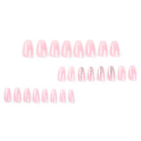 Uñas Artificiales de Bailarina de Doble Color con Brillo Longitud Media, Punta Cuadrada, Belleza para Mujeres y Niñas - details 2