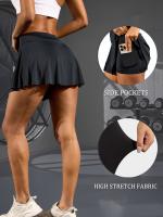 Faldas de deportes de verano para mujeres - Tela de poliéster de secado rápido, alta elasticidad, color sólido, color sólido, faldas de tenis yoga running golf con shorts de capa interior - details 0