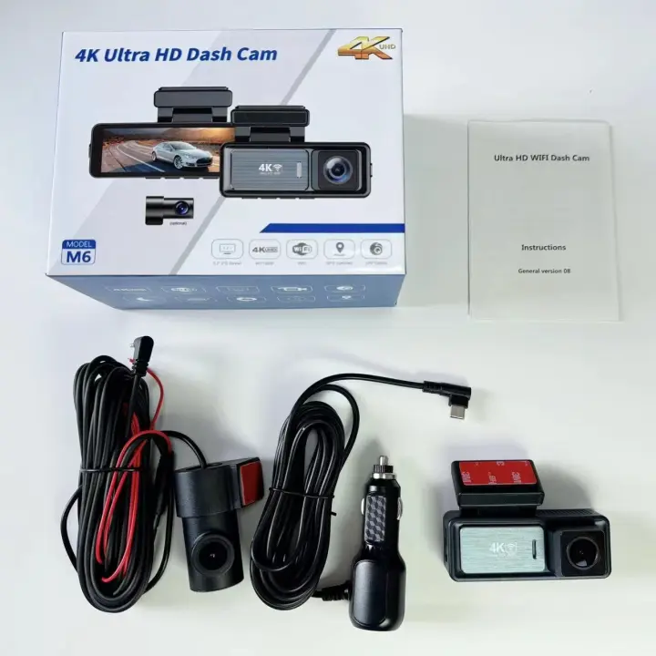Cámara de Dash 4K Visión Nocturna GPS Wifi Grabación en Bucle de Estacionamiento 24h - 1