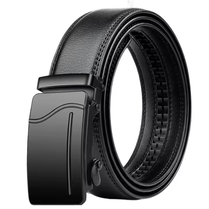 Cinturón Unisex de piel sintética para hombre y mujer, correa de cintura con hebilla automática de aleación negra, talla grande 130, 140, 150, 160cm, 2023 - 1