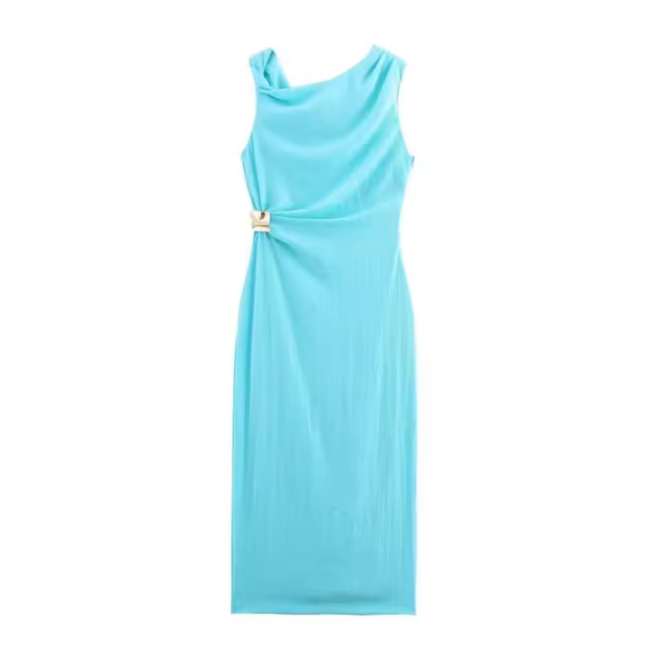 OUWU- . Vestidos de lino sin mangas, mujer, Haruku musulmán informal para vacaciones, elegante vestido de fiesta de verano 2025 Vintage - 1