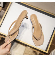 Chanclas de verano 2025 con punta cuadrada, diseño de gatito francés y clip en los dedos, tacón medio alto para mujer, tacón fino, sandalias frescas para uso exterior. - details 16