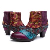 Zapatos de mujer europeos y americanos, botas de mujer de moda con bordado Retro, botas de tacón alto con bordado bohemio - details 0