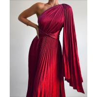 Vestido largo de fiesta suelto para mujer, informal, plisado, con hombros descubiertos - details 10