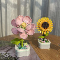 Bloques de construcción en maceta de flores eternas para niños, juego de juguetes creativos, decoración de mesa, regalo de Navidad de vacaciones - details 2