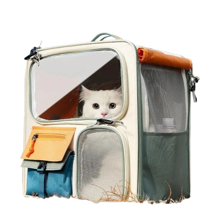 Productos para mascotas, mochila portátil para gatos, mochila transpirable de gran capacidad para mascotas, bolsa de transporte suave para gatos de alta apariencia, viaje - 1