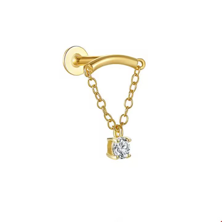 Arete de 2 piezas para mujer, Piercing de oreja de hélice Tragus Rook, mariposa, circonita, cartílago de oreja, Piercing de gota, Luna, aro de oreja, lóbulo, joyería - 1