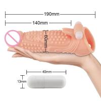 Empaque privado SEXY Extensor Realista Anillo Vibrador Funda para Pene Aumento Retraso de Eyaculación Condón Reutilizable Juguetes Sexuales para Hombres - details 0