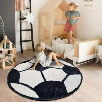 Alfombra de Fútbol Suave y Cómoda Redonda para Dormitorio y Sala de Estar Temática Deportiva - details 3