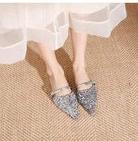 Zapatos planos de lentejuelas plateadas con punta puntiaguda Xiaoxiangfeng - details 16