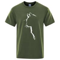 Camisetas de algodón con estampado de gato para hombre, camisa de manga corta de verano, ropa de calle de Hip-Hop, divertidas - details 10