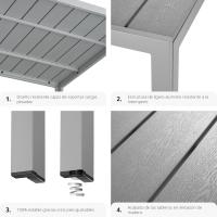 Mesa de Jardín Exterior de Aluminio 90x90x74,5cm Diseño de Patas Ajustables y Topes - details 13