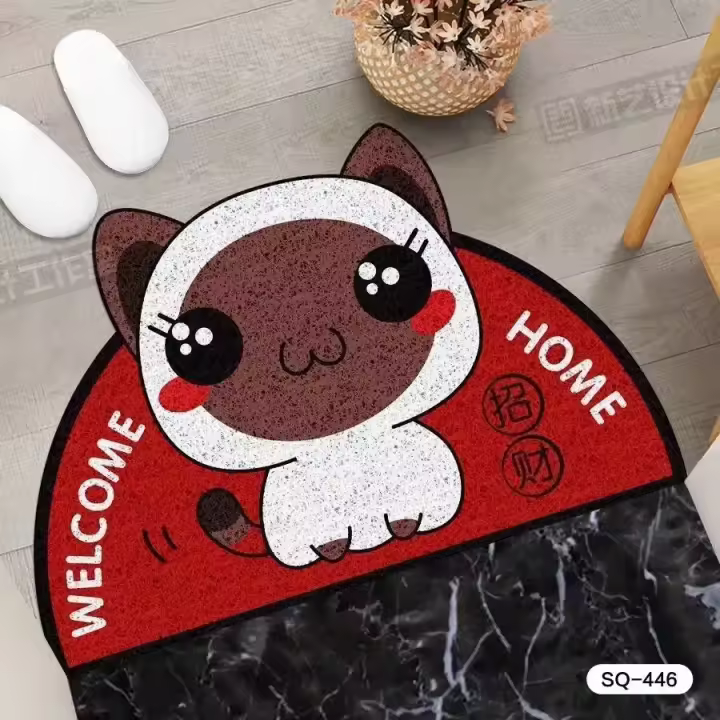 Alfombra antideslizante de dibujos animados para puerta de entrada, Felpudo con lazo de alambre para quitar el polvo, ideal para pasillo, cocina y baño, novedad - 1