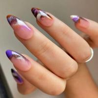 24 piezas de diseño dorado en forma de almendra francesa, uñas ovaladas simples, uñas postizas completamente cubiertas - details 17