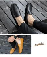 Mocasines transpirables de cuero genuino, mocasines informales, zapatos de cuero para hombres, zapatos planos formales de conducción italiana - details 1