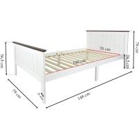 Cama Infantil Individual de Madera - Nogal - con somier, para niños, Color Blanco, Moderno y Elegante Mobiliario Pino, Espacio para Dormir: 70x140 cm - details 1