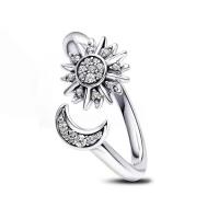 Anillo de Plata de Ley 925 para mujer, sortija con forma de luna, Estrella y sol, joyería de boda, regalo - details 0