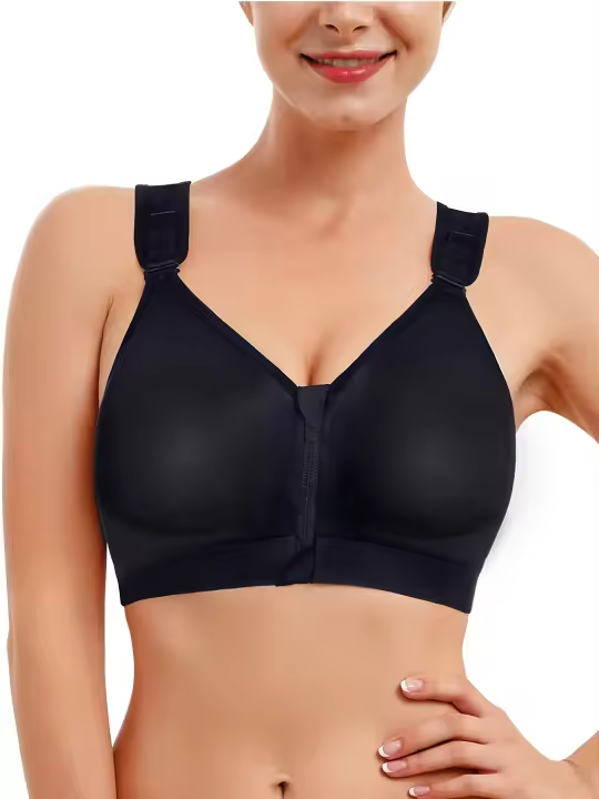 Sujetador Posquirúrgico Para Mujer, Sujetador Deportivo Con Cremallera Frontal Y Espalda Hueca Con Correas Ajustables - 1