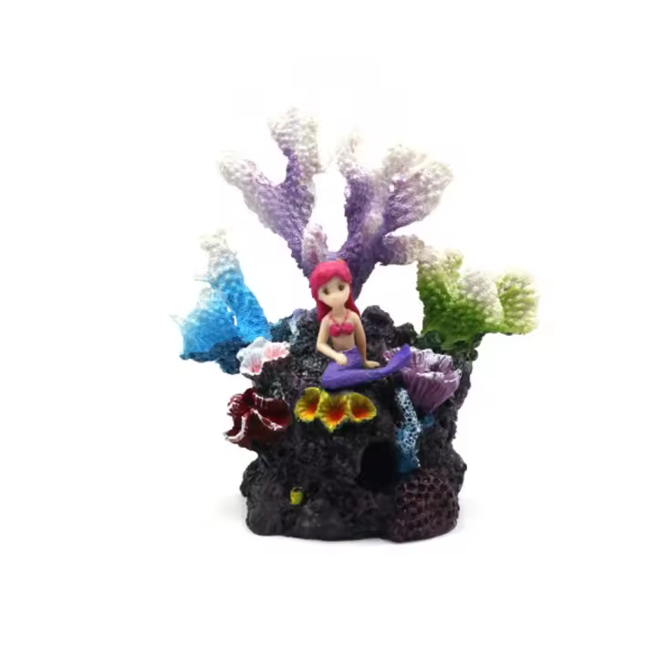 Adorno de arrecife de Coral simulado de resina, artesanía colorida, paisajismo del tanque de peces, accesorios creativos de plantas acuáticas artificiales - 1