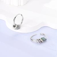 Pendientes de aro de Plata de Ley 925 para mujer, aretes redondos de circonita verde, regalos de joyería - details 2