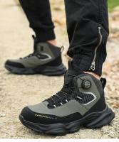 Zapatos de seguridad con botón giratorio para hombre, calzado de trabajo impermeable, botas de construcción con tiras reflectantes, punta de acero, talla 48, Invierno - details 14